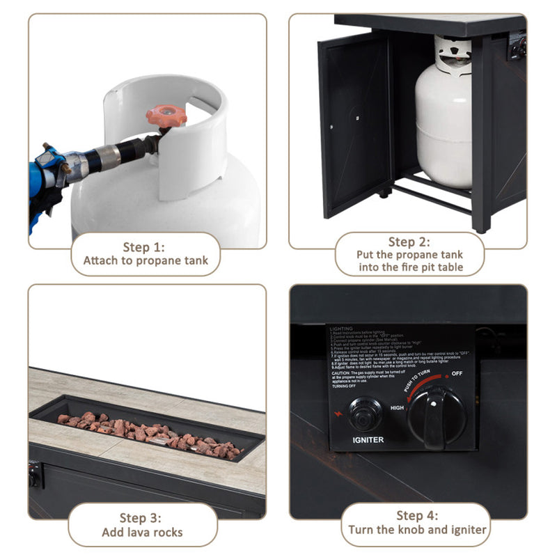 9 Pieces Outdoor Patio Furniture Set with 42 Inch Propane Fire Pit Table